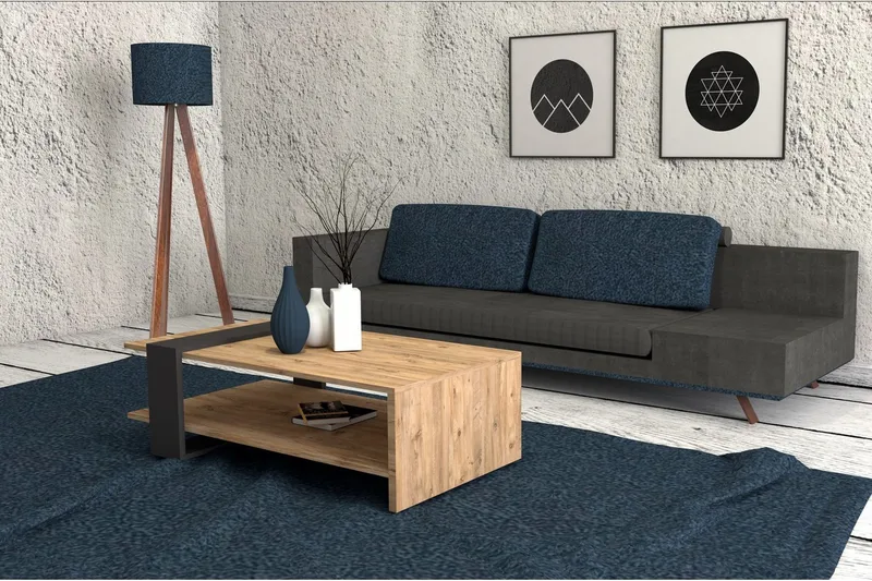 Terasa Soffbord 80 cm med Förvaring Hylla - Valnötsbrun/Grå - Möbler - Bord & matgrupp - Soffbord - Soffbord med förvaring