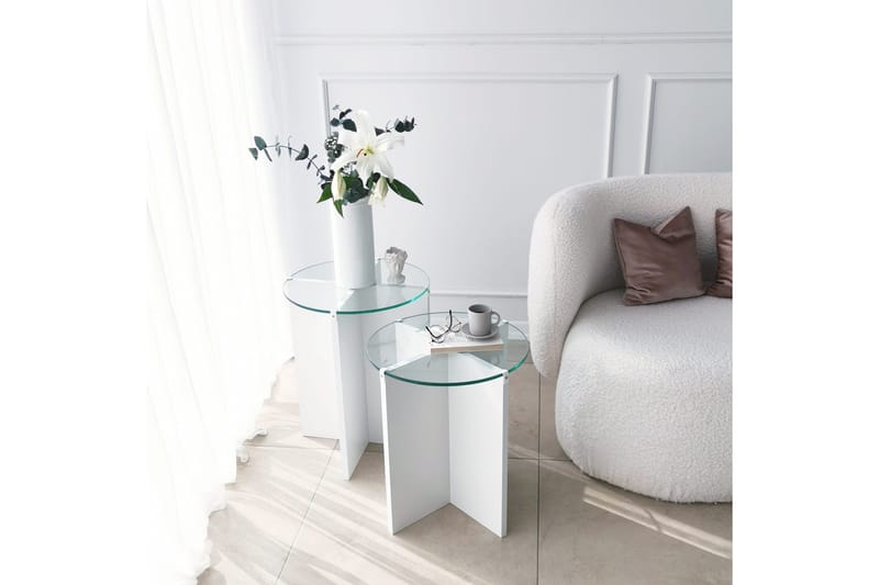 Teratio Satsbord 60x40x60 cm Runt - Vit - Möbler - Bord & matgrupp - Soffbord
