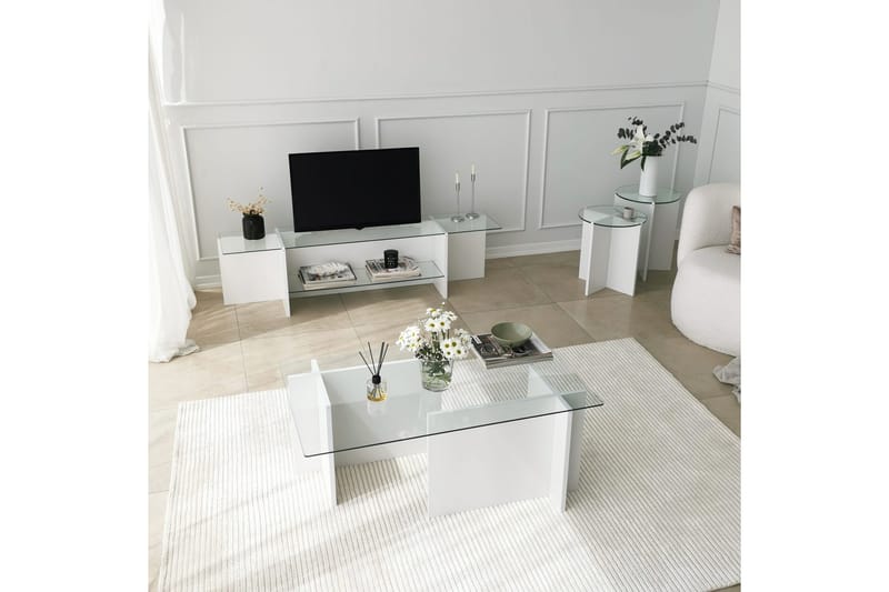 Teratio Satsbord 60x40x60 cm Runt - Vit - Möbler - Bord & matgrupp - Soffbord