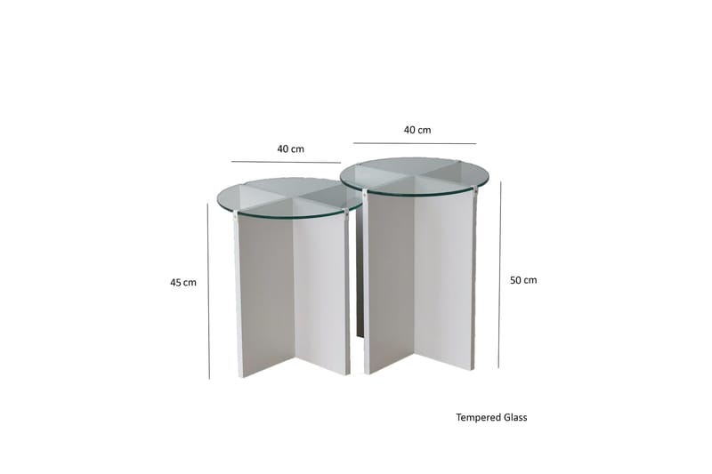 Teratio Satsbord 60x40x60 cm Runt - Vit - Möbler - Bord & matgrupp - Soffbord