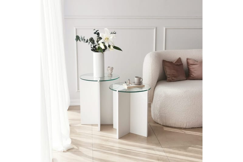 Teratio Satsbord 60x40x60 cm Runt - Vit - Möbler - Bord & matgrupp - Soffbord