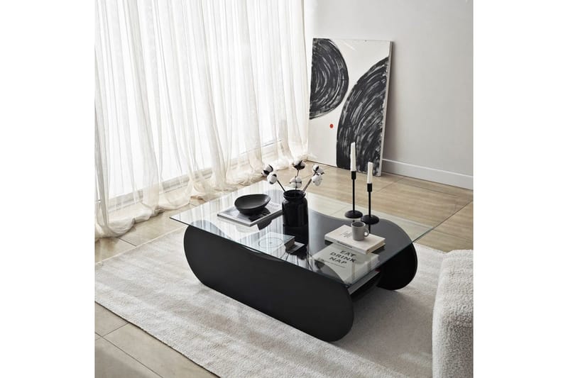 Soffbord Tevrin Svart / Transparent - Svart / Transparent - Möbler - Bord & matgrupp - Soffbord