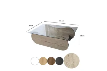 Soffbord Tevrin Travertin / Transparent - Travertin / Transparent - Möbler - Bord & matgrupp - Soffbord