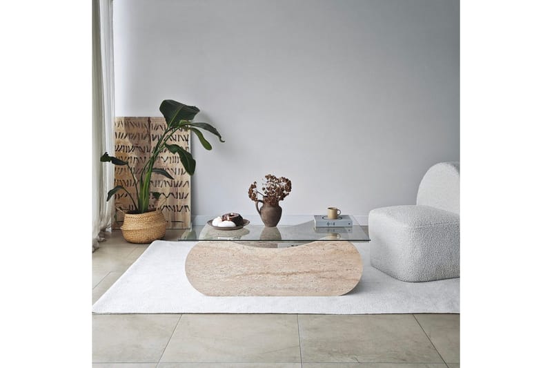 Soffbord Tevrin Travertin / Transparent - Travertin / Transparent - Möbler - Bord & matgrupp - Soffbord