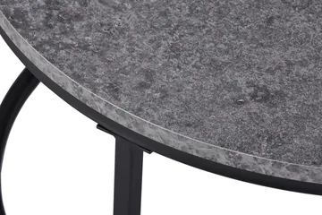 Thyra Runt Satsbord - 2 soffbord 90 och 75 cm med Stenutseende och Metallben - Grå & Svart - Möbler - Bord & matgrupp - Soffbord