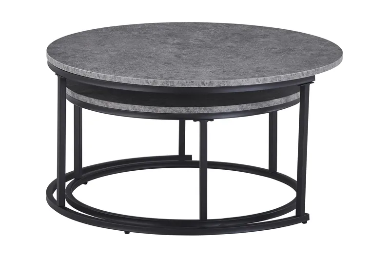 Thyra Satsbord Runt 90 cm 2 bord - Grå / Svart - Möbler - Bord & matgrupp - Soffbord