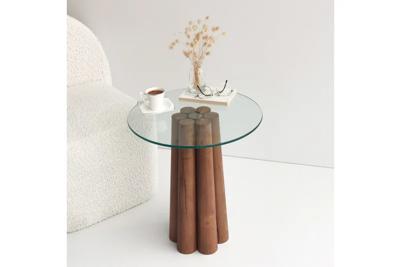 Tjadhunt Soffbord 50 cm - Valnöt/Glas - Möbler - Bord & matgrupp - Soffbord