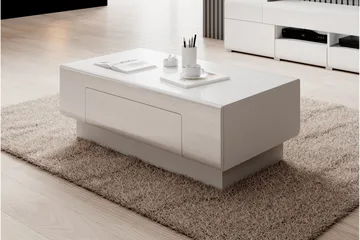 Toreno Soffbord 110 cm med Förvaring Hylla + Låda - Vit - Möbler - Bord & matgrupp - Soffbord