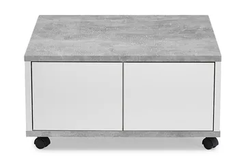 Twin Soffbord 70 cm med Förvaring Lådor på Hjul - Vit/Betonggrå - Möbler - Bord & matgrupp - Soffbord