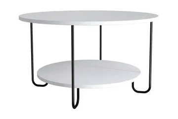 Ullavi Soffbord 80 cm Runt med Förvaring Hylla - Vit/Svart - Möbler - Bord & matgrupp - Soffbord - Soffbord med förvaring