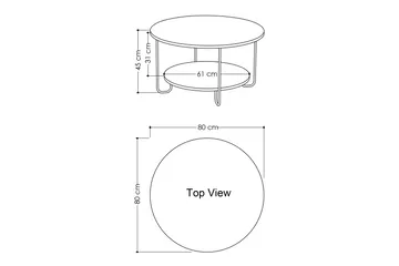 Ullavi Soffbord 80 cm Runt med Förvaring Hylla - Vit/Svart - Möbler - Bord & matgrupp - Soffbord - Soffbord med förvaring