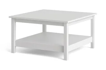 Vallvidera 81 cm Runt Soffbord med Hylla i Målat Trä - Vit - Möbler - Bord & matgrupp - Soffbord