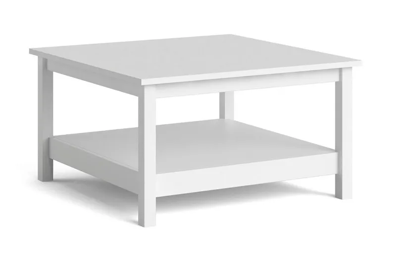 Vallvidera 81 cm Runt Soffbord med Hylla i Målat Trä, Vit