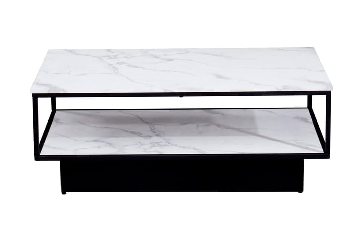 Soffbord Vannetta 120 cm med Förvaring Hylla Marmormönster - Soffbord - Marmorbord