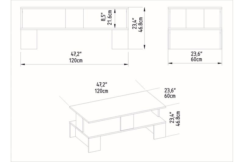 Velenje Soffbord 120 cm - Natur/Mörkbrun - Möbler - Bord & matgrupp - Soffbord - Soffbord med förvaring
