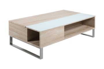 Vilhelmina Soffbord 110 cm med Förvaring Hylla - Glas/Ekfärg/Vit/Ljusgrå - Möbler - Bord & matgrupp - Soffbord - Soffbord med förvaring