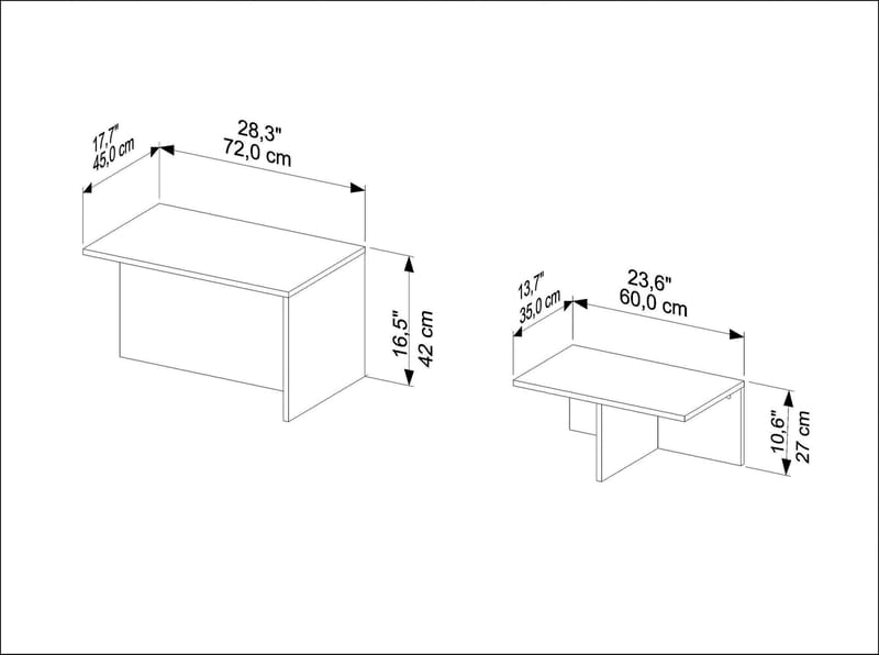 Vumira Satsbord 2 delar 72 cm - taupe och ek - Möbler - Bord & matgrupp - Soffbord - Kistbord