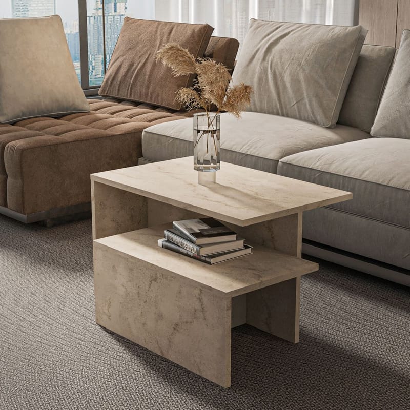 Vumira Satsbord 2 delar 72 cm - Travertin - Möbler - Bord & matgrupp - Soffbord - Kistbord