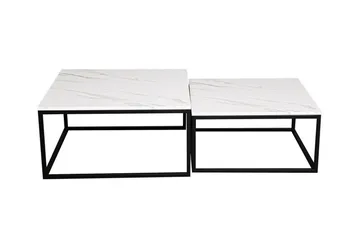 Wardner Kvadratiskt Soffbord Satsbord 76 cm Stapelbar i Marmor - Vit Marmor - Möbler - Bord & matgrupp - Soffbord