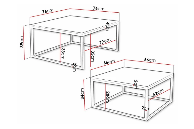 Wardner Kvadratiskt Soffbord Satsbord 76 cm Stapelbar i Marmor - Vit Marmor - Möbler - Bord & matgrupp - Soffbord
