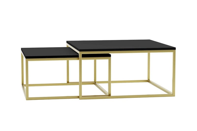 Wardner Kvadratiskt Stapelbart Soffbord 76 cm i Trä med Metallstativ, Svart