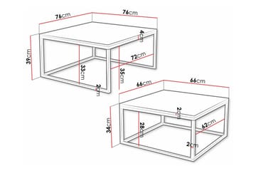 Wardner Kvadratiskt Stapelbart Soffbord 76 cm i Trä med Metallstativ - Svart - Möbler - Bord & matgrupp - Soffbord