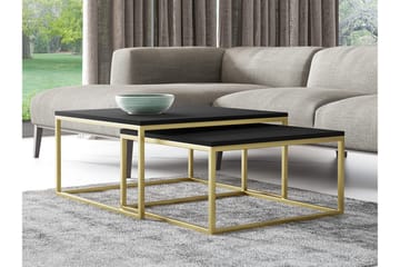 Wardner Kvadratiskt Stapelbart Soffbord 76 cm i Trä med Metallstativ - Svart - Möbler - Bord & matgrupp - Soffbord