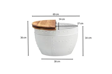 Willowdale 60 cm Runt Soffbord i Metall med Träskiva - Vit - Möbler - Bord & matgrupp - Soffbord