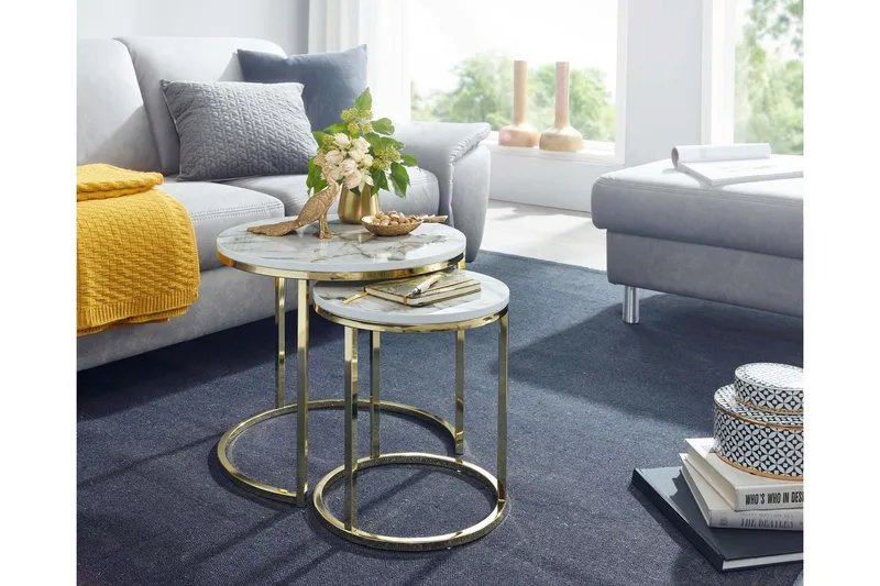 Willowdale Satsbord 80 cm Runt - Vit/Grå - Möbler - Bord & matgrupp - Soffbord