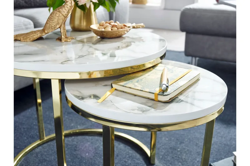 Willowdale Satsbord 80 cm Runt - Vit/Grå - Möbler - Bord & matgrupp - Soffbord