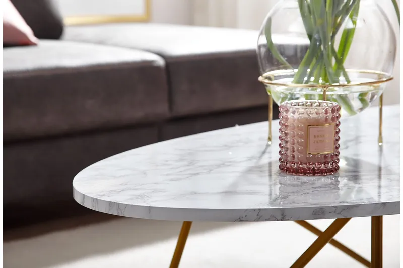 Willowdale Soffbord 120 cm Ovalt - Vit/Guld - Möbler - Bord & matgrupp - Soffbord