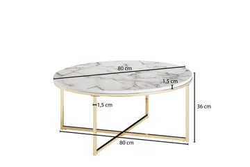 Willowdale Soffbord 80 cm Runt - Vit/Grå/Guld - Möbler - Bord & matgrupp - Soffbord