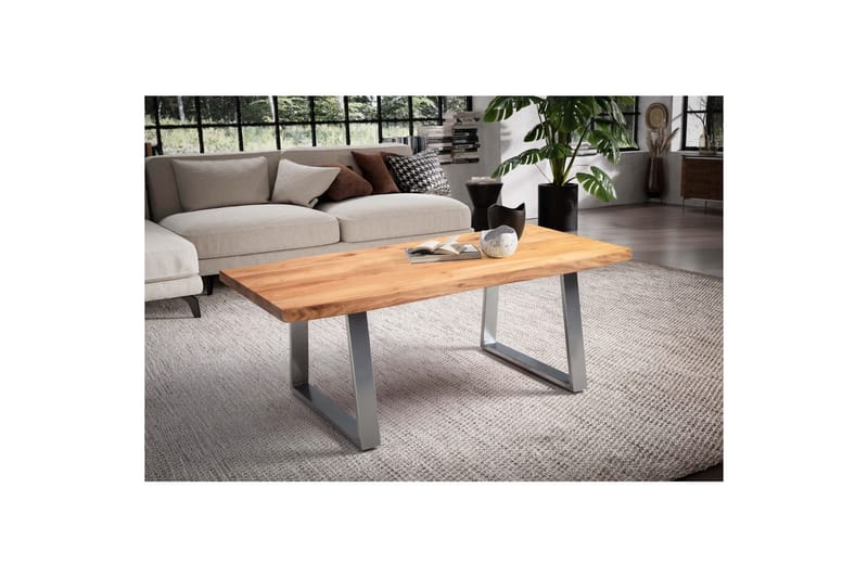 Soffbord Wohnling 120 cm massivt trä träd kant rektangulärt lantligt hus Silver, Raka Löpare - Silver, Raka Löpare - Möbler - Bord & matgrupp - Soffbord