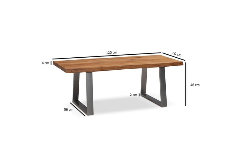Soffbord Wohnling 120 cm massivt trä träd kant rektangulärt lantligt hus Silver, Raka Löpare - Silver, Raka Löpare - Möbler - Bord & matgrupp - Soffbord