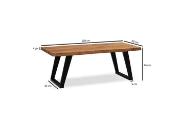 Soffbord Wohnling 120 cm massivt trä träd kant rektangulärt lantligt hus Svart, vinklade löpare - Svart, vinklade löpare - Möbler - Bord & matgrupp - Soffbord