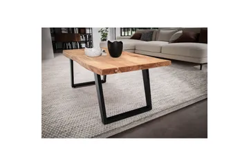 Soffbord Wohnling 120 cm massivt trä träd kant rektangulärt lantligt hus Svart, vinklade löpare - Svart, vinklade löpare - Möbler - Bord & matgrupp - Soffbord