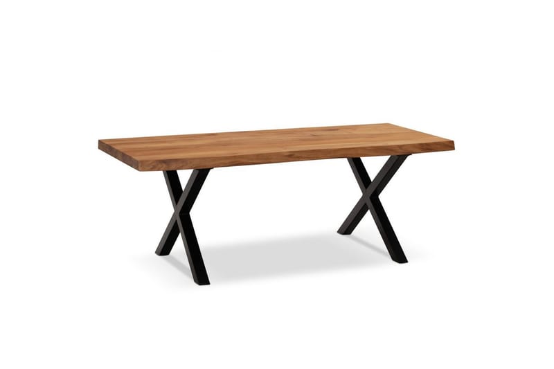 Soffbord Wohnling 120 cm massivt trä träd kant rektangulärt lantligt hus Svart, X-ram - Svart, X-ram - Möbler - Bord & matgrupp - Soffbord