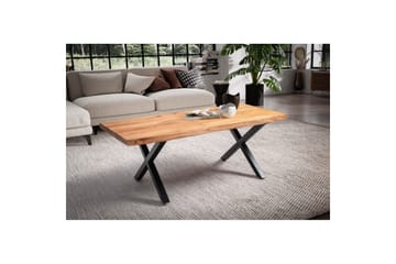 Soffbord Wohnling 120 cm massivt trä träd kant rektangulärt lantligt hus Svart, X-ram - Svart, X-ram - Möbler - Bord & matgrupp - Soffbord