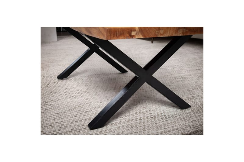 Soffbord Wohnling 120 cm massivt trä träd kant rektangulärt lantligt hus Svart, X-ram - Svart, X-ram - Möbler - Bord & matgrupp - Soffbord