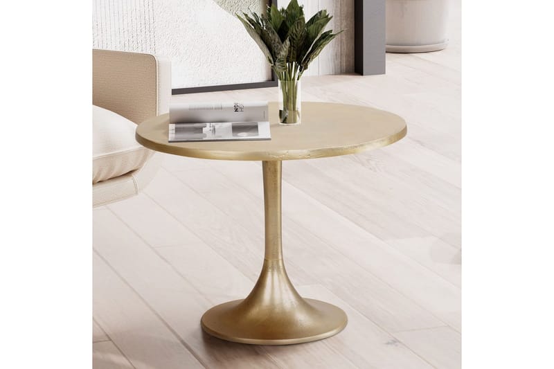Soffbord Wohnling 60 cm rund industristil med guldfärgad metallram - Möbler - Bord & matgrupp - Soffbord