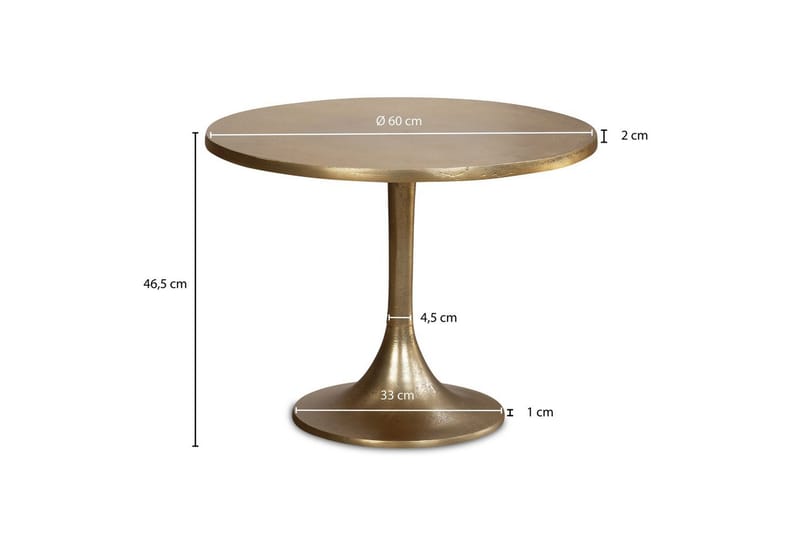 Soffbord Wohnling 60 cm rund industristil med guldfärgad metallram - Möbler - Bord & matgrupp - Soffbord