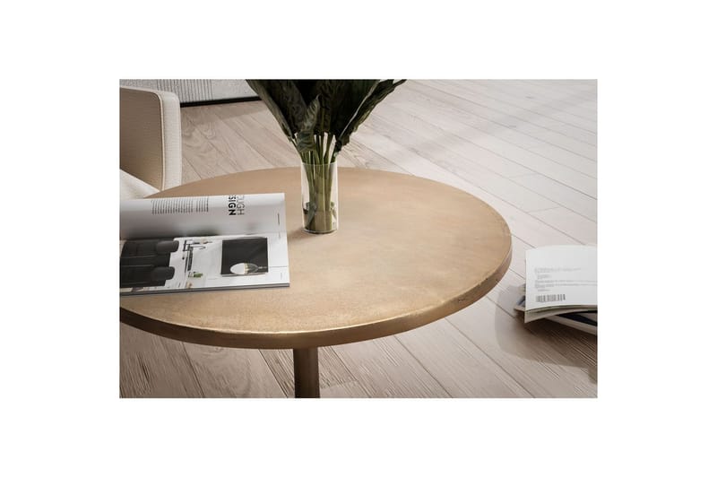 Soffbord Wohnling 60 cm rund industristil med guldfärgad metallram - Möbler - Bord & matgrupp - Soffbord