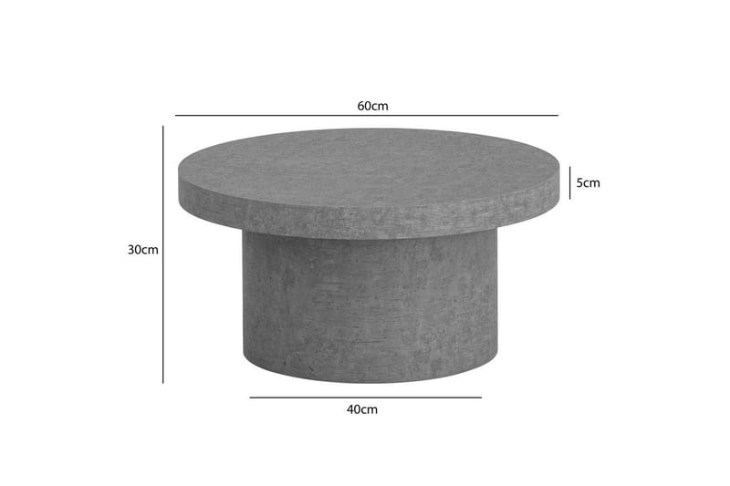 Soffbord Wohnling 60 cm vardagsrumsbord soffbord runt litet soffbord modern Grå - Grå - Möbler - Bord & matgrupp - Soffbord