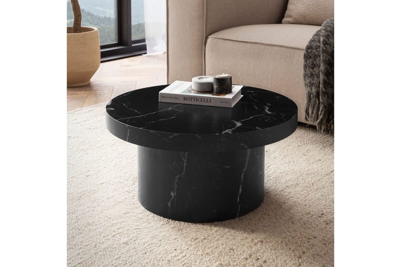 Soffbord Wohnling 60 cm vardagsrumsbord soffbord runt litet soffbord modern Marmor Svart - Marmor Svart - Möbler - Bord & matgrupp - Soffbord