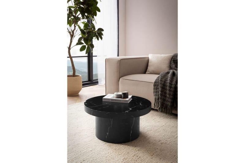 Soffbord Wohnling 60 cm vardagsrumsbord soffbord runt litet soffbord modern Marmor Svart - Marmor Svart - Möbler - Bord & matgrupp - Soffbord