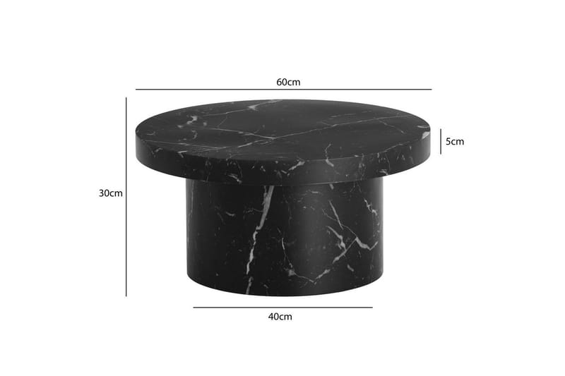 Soffbord Wohnling 60 cm vardagsrumsbord soffbord runt litet soffbord modern Marmor Svart - Marmor Svart - Möbler - Bord & matgrupp - Soffbord