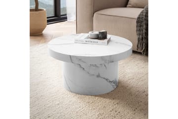 Soffbord Wohnling 60 cm vardagsrumsbord soffbord runt litet soffbord modern Marmor Vit - Marmor Vit - Möbler - Bord & matgrupp - Soffbord
