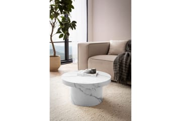 Soffbord Wohnling 60 cm vardagsrumsbord soffbord runt litet soffbord modern Marmor Vit - Marmor Vit - Möbler - Bord & matgrupp - Soffbord