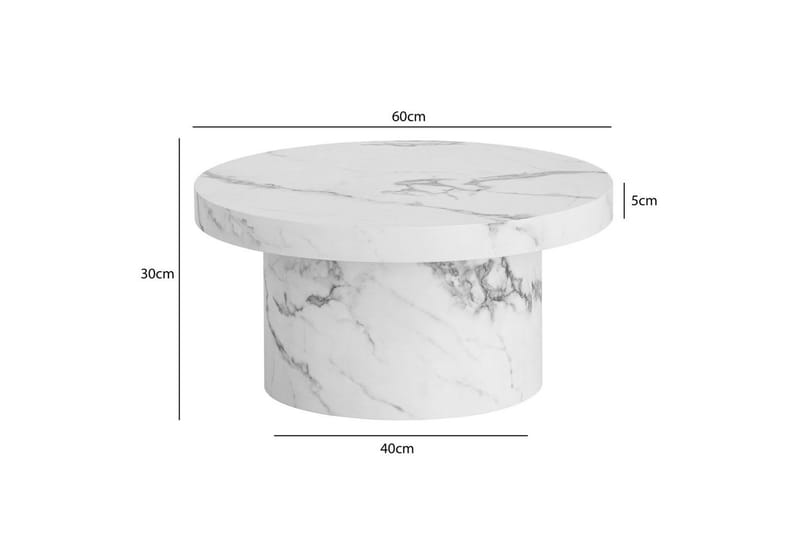 Soffbord Wohnling 60 cm vardagsrumsbord soffbord runt litet soffbord modern Marmor Vit - Marmor Vit - Möbler - Bord & matgrupp - Soffbord
