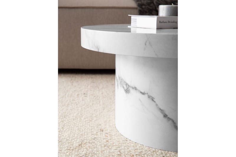 Soffbord Wohnling 60 cm vardagsrumsbord soffbord runt litet soffbord modern Marmor Vit - Marmor Vit - Möbler - Bord & matgrupp - Soffbord